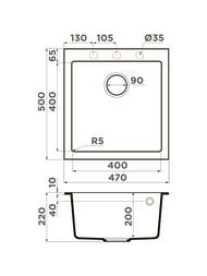 Мойка Omoikiri BOSEN 47-SA (470х500х220) врезная, тетогранит, бежевая 4993588