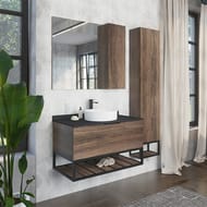 Тумба COMFORTY Порто-90  (905х645х520) с раковиной, столешницей, дуб темно-коричневый 00-00008927