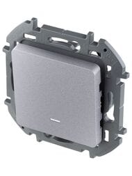 Выключатель LEGRAND INSPIRIA  одноклавишный с подсветкой 10 AX 250 В алюминий 673612