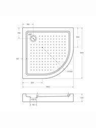Душевой акриловый поддон CEZARES (900х900х150) полукруглый, без сифона TRAY-A-R-90-550-15-W-W0