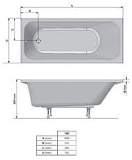 ����� ��������� RAVAK Chrome Slim C731300000 1600�700�610 ����: �����