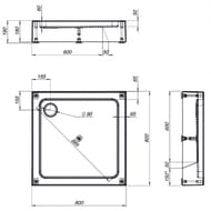 ������� ������ Aquanet GL180 800�800�190��, ���������, � �������, �������, �����