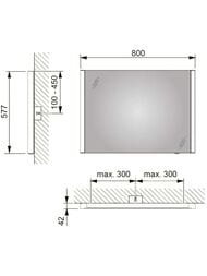 Зеркало Keuco Reflex.2 800х577х42 подвесное, с подсветкой, белый 14296002500