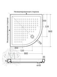 Поддон душевой Migliore (900х900х70) полукруглый, керамика, белый ML.PDA-28.400.BI — изображение 2