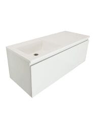 Тумба с раковиной Estet Dallas Luxe 1400х482 подвесная, 1 ящик, левосторонняя, белый ФР-00002926 — миниатюра 1