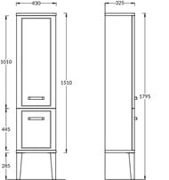 Пенал KERAMA MARAZZI POMPEI подвесной/напольный, 430х320х1510, черный глянцевый PO.N.150\BLK
