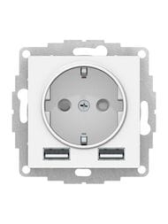 Розетка Systeme Electric ATLASDESIGN 16А с 2 USB A+A, 5В/2,4А, 2х5В/1,2А, механизм, БЕЛЫЙ ATN000130