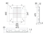 Верхний душ потолочный 50 см Remer INOX SS357SFS50NC, нержавеющая сталь матовая