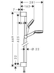 Душевой набор Hansgrohe Crometta 1jet (ручной душ, штанга 65см, шланг 160см) хром/белый 26535400 — миниатюра 2