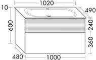 Тумба с раковиной Burgbad Fiumo 1020х490х610 подвесная, 2 ящика, голубой SFXN102F3957FOT55G0223