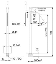 Смеситель для душа Daniel Tokyo TK678DP, золото брашированное