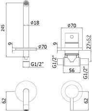 ��������� ��� �������� Paffoni Light LIG007NO70 ������������, � ������� 245 ��, ������ �������