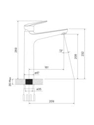Смеситель Iddis TORR для умывальника TORSB01i01 однозахватный, высокий фиксированный излив 208 мм
