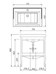 Тумба под раковину Caprigo Фирензе 70 concept 714х900х465 2 двери, цвет: графит 34111-SF019