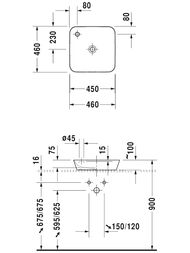 Раковина DURAVIT CAPE COD 460х460 антигрязевое покр., отв. под смес., б/перелива 23404600001