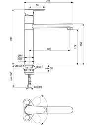 Смеситель для кухни Ideal Standard CERAFINE O однозахватный, излив 205мм, черный матовый BC501XG