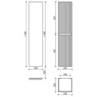 Шкаф-пенал SANCOS Snob R (350x350x1650) подвесной, две дверцы, Beige Soft PSNR35CE