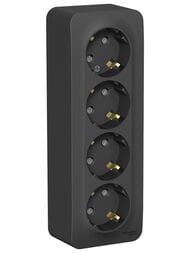 Розетка Systeme Electric BLANCA 4-я с заземл. со шторками с изол.пласт. 16А 250В антрац. BLNRA011416