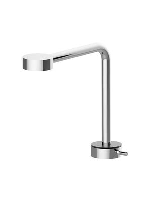 Смеситель для раковины CISAL Slim излив 211 мм, с донным клапаном клик-клак, хром/черный SM0017106T