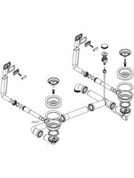 Чертёж Hansgrohe D15-11 Слив-перелив с автомат. управлением, для мойки из нерж. сталь 43932800