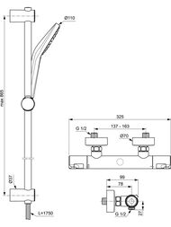 Смеситель для душа Ideal Standard CERATHERM T50 A7218AA термостат, душевой гарнитур, штанга 900мм — изображение 4