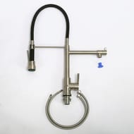Смеситель для кухни BelBagno BB-LAM50-IN 2 излива - поворотный и гибкий, без донного клапана,сатин