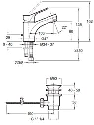��������� Jacob Delafon BRIVE ��� �����������, ����� 103 ��, ������ ������ (����� �����) E75760-CP