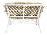Диван Багама (1200х650х750) 2-х местный, подушки коричневые, обычные, твил, ротанг, белый матовый