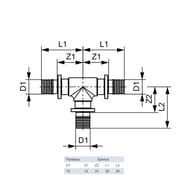 Тройник TECEflex 16х16х16 90°, бронза,   710116