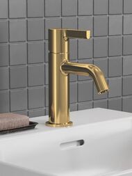 Смеситель для раковины Ideal Standard JOY BC776A2 однозахватный, функция HWTC, шлифованное золото