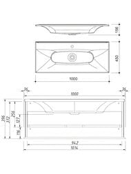 Тумба под раковину Caprigo Каприс 100 bianco antico/silver 1014х396х455 подвесная 25014-011/silver