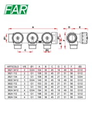 Коллектор регулируемый FAR 3/4"ВН на 2 отвода 1/2"Н, соед.eurokonus, FK 3821 3412 — изображение 5