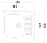Мойка накладная Ukinox Standart 600х600 матовая нерж. сталь 0,5мм, слив 1 1/2, STD 600.600 ---5C 0LS