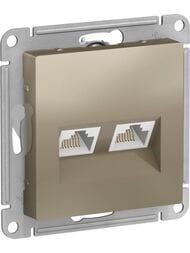 Розетка Systeme Electric ATLASDESIGN двойная компьютерная RJ45+RJ45 категория 5E шампань ATN000585