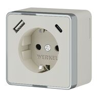 Розетка с заземлением, шторками и USB тип A+C Werkel Gallant W5071703, слоновая кость