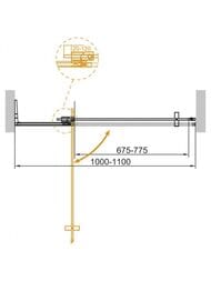 Душевая дверь CEZARES SLIDER (1000-1100х1950) стекло прозрачное/профиль брашированное золото — изображение 9