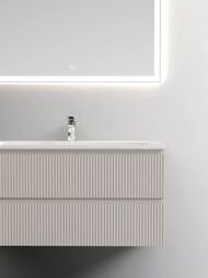 Тумба под раковину SANCOS Snob T (1195х445х500) подвесная, два ящика, Beige Soft SNT120CE