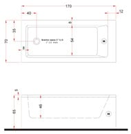Ванна Gruppo Treesse Dream 170 V8371 1700x700x650 CrystalTech, подголовник, каркас, слив — изображение 3