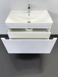 Тумба подвесная COMFORTY Арзамас-80 (800х555х465) с раковиной, белый глянец 00-00017884