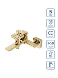 Смеситель для ванны/душа BelBagno LUCE LUC-VAS-ORO настенный, однозахватный, золото