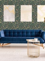 Обои виниловые на флизелине Grandeco Maison MN 3513 (0,53х10,05) цветы, зеленые (рул.)