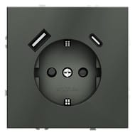 Розетка с USB, A+C Voltum S70 VLS040506, титановый