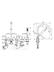 Ideal Standard JOY NEO Смеситель для ванны/душа BD165A5 набортный, двухзахватный, серый