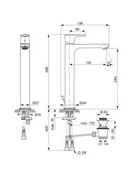 Смеситель для умывальника Ideal Standard Connect Air Vessel A7025AA высокий, с донным клапаном, хром