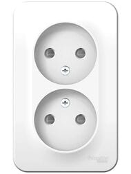 Розетка Systeme Electric BLANCA двойная, без заземления, со шторками, 16А, 250В, белый BLNRA001211