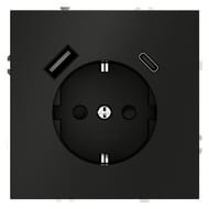 Розетка с USB, A+C Voltum S70 VLS040508, черный матовый