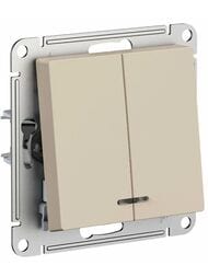 Выключатель Systeme Electric ATLASDESIGN 2-клавишный с подсветкой схема 5а 10АХ песочный ATN001253