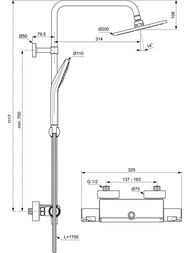Душевая система Ideal Standard CERATHERM T50 A7230AA термостатический смеситель для душа и полочка