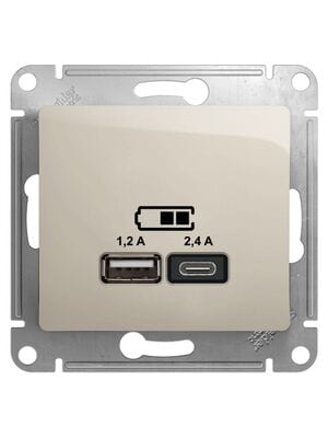 ������� Systeme Electric GLOSSA USB A+�, 5�/2,4�, 2�5�/1,2 �, ��������, �������� GSL000939