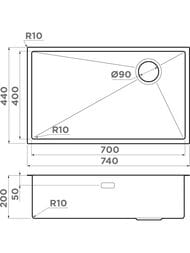 Мойка Omoikiri TAKI 74-U/IF GB SIDE (740х440х200) монтаж универсальный, графит 4993172